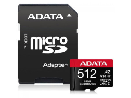 Cartão De Memória Adata High Endurance MicroSDXC/SDHC UHS-I, 256GB, Classe 10, Com Adaptador, AUSDX256GUI3V30SHA2-RA1