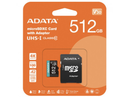 Cartão De Memória Adata Premier Pro MicroSDXC/SDHC UHS-I, 1TB, Classe 10, Com Adaptador, AUSDX1TUI3V30SA2-RA1