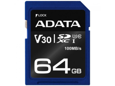 Cartão De Memória Adata Premier Pro SDXC UHS-I, 128GB, Classe 10, ASDX128GUI3V30S-R