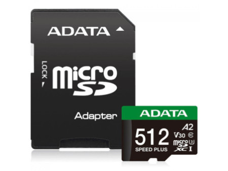 Cartão De Memória Adata Speed Plus MicroSDXC UHS-I, 256GB, Classe 10, Com Adaptador, UD256GUI3V30A2SP-RA1