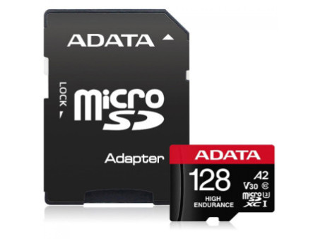 Cartão De Memória Adata High Endurance MicroSDXC/SDHC UHS-I, 64GB, Classe 10, Com Adaptador, AUSDX64GUI3V30SHA2-RA1