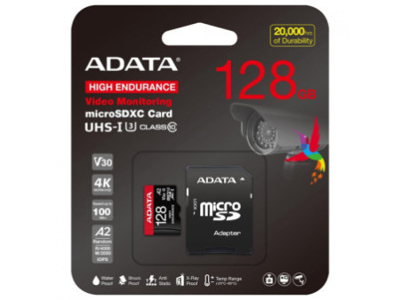 Cartão De Memória Adata High Endurance MicroSDXC/SDHC UHS-I, 64GB, Classe 10, Com Adaptador, AUSDX64GUI3V30SHA2-RA1