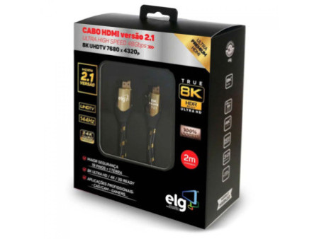 Cabo HDMI 2.1 ELG, 3m, 8K High Speed, 3D Ready, Preto, HS8K30