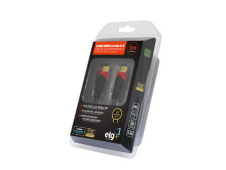 Cabo HDMI ELG 2.0, 4K ULTRA HD 3D, 1,8 Metros, HS1018