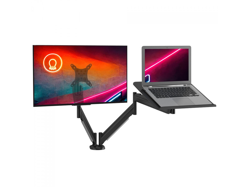 Suporte de Mesa Octoo Clipsmart Gamer, Articulado, RGB, Para Monitor Até 49 Pol, Preto