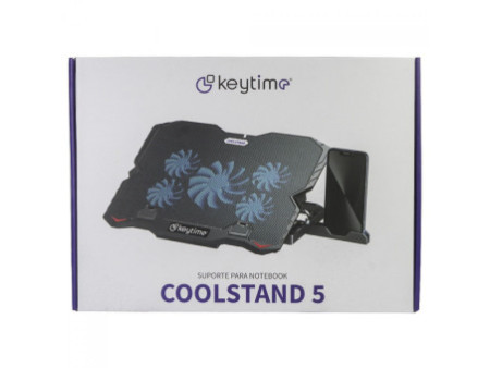 Suporte para Notebook Keytime CoolStand 6, Ajustável, Preto, Com 6 Fans, KYT00022