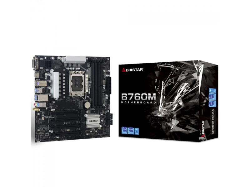 Placa Mãe Biostar B760MXC PRO 2.0, Chipset B760, Intel LGA 1700, MATX, DDR4 Placa Mãe Biostar B760MXC PRO 2.0, Chipset B760, Intel LGA 1700, MATX, DDR4