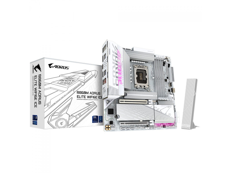 Placa Mãe Gigabyte B860M Aorus Elite WiFi6E ICE, Chipset B860, Intel LGA 1851, mATX, DDR5