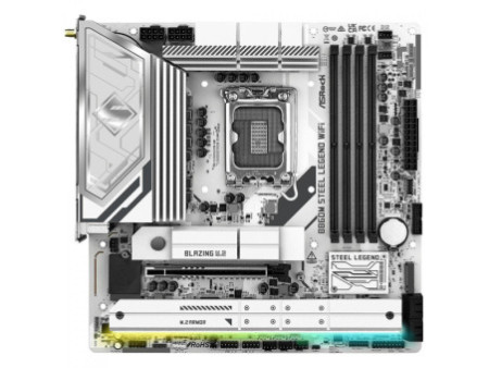 Placa Mãe ASRock B860M Steel Legend WiFi, Chipset B860, Intel LGA 1851, mATX, DDR5, Branco