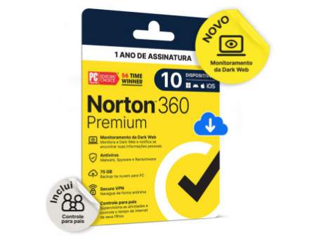 Antivírus Norton 360 Deluxe, 5 Dispositivos, 12 Meses, Digital para Download, 21430753