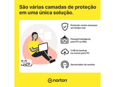 Antivírus Norton 360 Deluxe, 3 Dispositivos, 12 Meses ESD, Digital para Download, 21405649