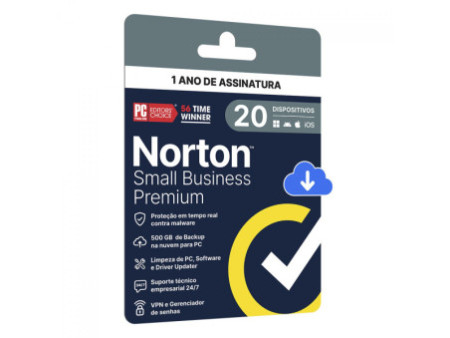 Antivírus Norton Small Business 250GB, 20 Dispositivos, 12 Meses ESD, Digital para Download, 21460349