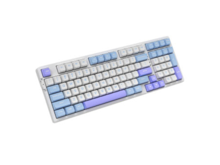 Teclado Gamer Mecânico SuperFrame Fusion Pro, RGB, Wireless/Bluetooth, Switch Kailh Box Ice Cream, Branco/Roxo e Rosa  - Open Bo