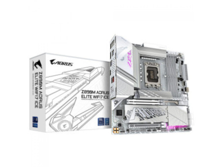 Placa Mãe Gigabyte Z890M Aorus Elite WIFI7 ICE, Chipset Z890, Intel LGA 1851, MATX, DDR5, Branco