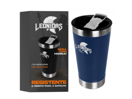 Copo Térmico Leonidas, 473ml, Quente ou Frio, Metal, Preto