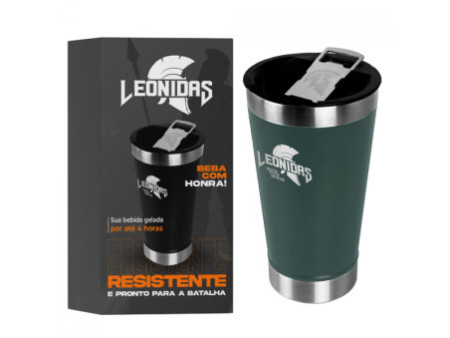 Copo Térmico Leonidas, 473ml, Quente ou Frio, Metal, Branco