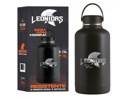 Garrafa Térmica Leonidas, 1.750ml, 24h Frio e 10h Quente, Metal, Branco