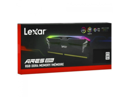 Memória DDR4 Lexar Ares, RGB, 16GB, 3600MHz, Black, LD4BU016G-R3600GSLA