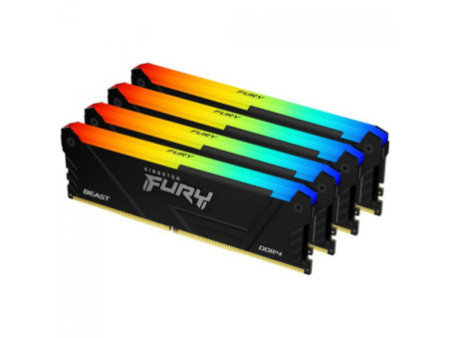 Memória DDR4 Kingston Fury Beast RGB, 32GB (4x8GB), 3200MHz, Preto, KF432C16BB2Ak4/32