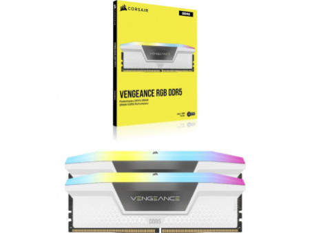 Memória DDR5 Corsair Vengeance RGB, 32GB (2x16GB), 6000MHz, Branco, CMH32GX5M2E6000Z36W