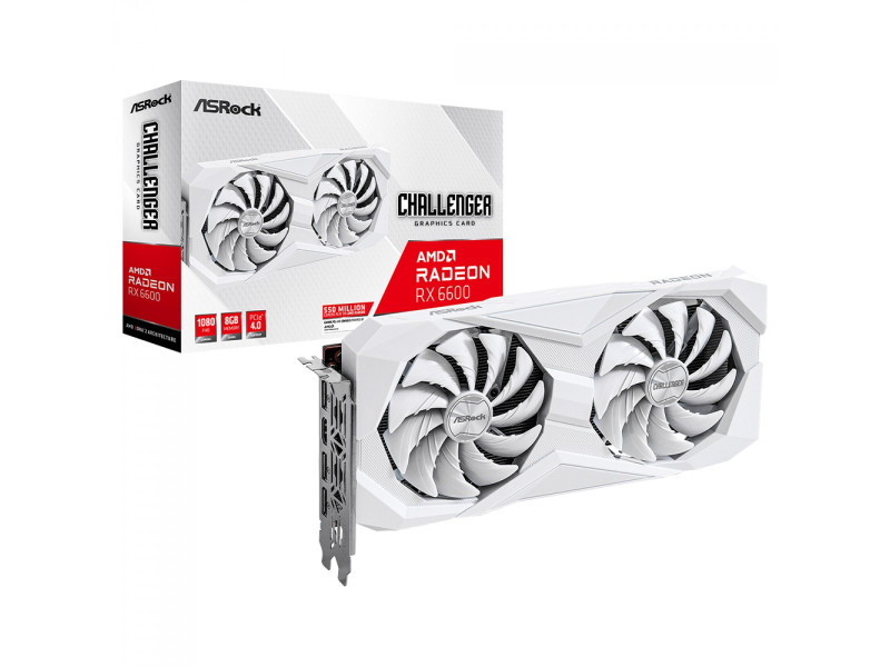 Placa de Vídeo ASRock Radeon RX 6600 Challenger White, 8GB, GDDR6, FSR, Ray Tracing, Branco, 90-GA4UZZ-00UANF