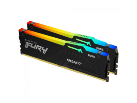 Memória DDR5 Kingston Fury Beast, RGB, 16GB (2x8GB), 6000Mhz, Black, KF560C30BBEAK2-16