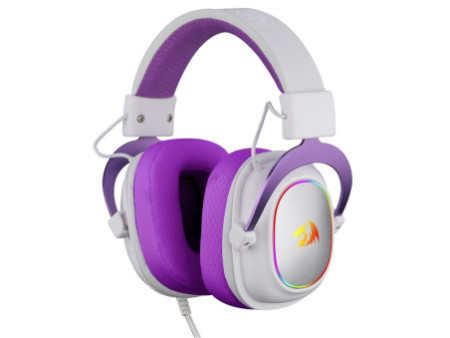 Headset Gamer Redragon Zeus X, USB, Surround 7.1, RGB, White/Purple, H510WP-RGB