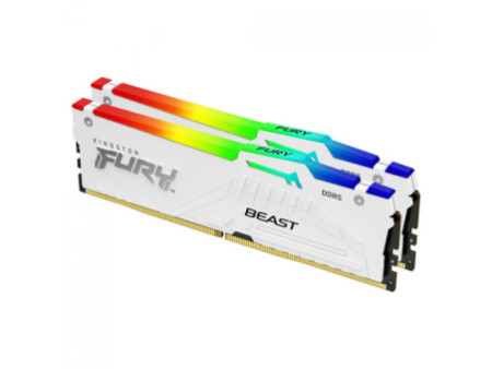 Memória DDR5 Kingston Fury Beast, RGB, 64GB (2x32GB), 6000Mhz, White, KF560C36BWEAK2-64