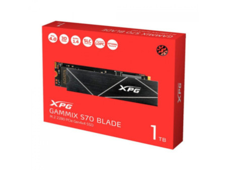 SSD XPG GAMMMIX S70 BLADE 1TB, M.2 2280 NVMe, Leitura 7400MBs e Gravação 5500MBs, AGAMMIXS70B-1T-CS