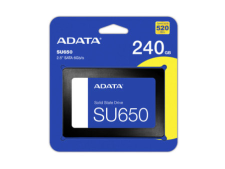 SSD Adata SU650, 240GB, Sata III, Leitura 520MBs e Gravação 450MBs, ASU650SS-240GT-R