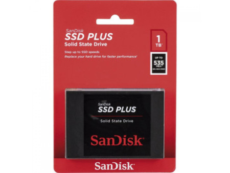 SSD SanDisk Plus, 1TB, Sata III, Leitura 535MB/s e Gravação 350MB/s, SDSSDA-1T00-G27