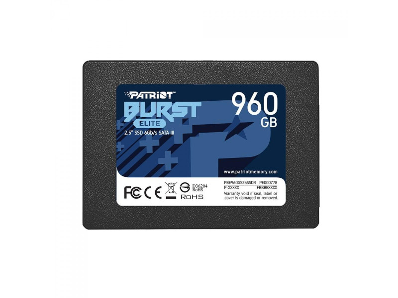 SSD Patriot Burst Elite, 960GB, Sata III, Leitura 450MB/s e Gravação 320MB/s, PBE960GS25SSDR
