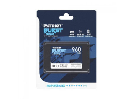 SSD Patriot Burst Elite, 960GB, Sata III, Leitura 450MB/s e Gravação 320MB/s, PBE960GS25SSDR