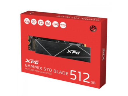 SSD XPG GAMMMIX S70 BLADE 512GB, M.2 2280 NVMe, Leitura 7200MBs e Gravação 2600MBs, AGAMMIXS70B-512G-CS