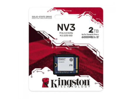 SSD Mini Kingston NV3, 2TB, M.2 NVMe, 2230, PCIe 4.0, Leitura 6000MBs e Gravação 5000MBs, SNV3SM3/2T0