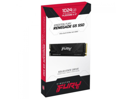 SSD Kingston Fury Renegade, 1TB, G5, PCIe, M.2 NVMe, 2280, Leitura 14.200MBs e Gravação 11.000MBs, SFYR2S/1T0