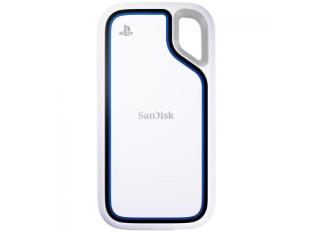 SSD Externo Portátil Sandisk Extreme Para PlayStation 5 e PC, 1TB, USB 3.2, Leitura 1000MB/s, Branco, SDSSDE62P-1T00-G25