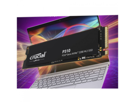 SSD Crucial P310, 500GB, M.2 2280, PCIe NVMe, Leitura 6600MBs Gravação 3500MBs, CT500P310SSD8