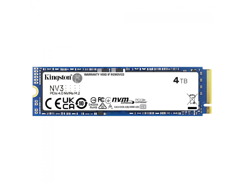 SSD Kingston NV3, 4TB, M.2 NVMe, 2280, PCIe 4.0, Leitura 6000MBs e Gravação 5000MBs, SNV3S/4000G
