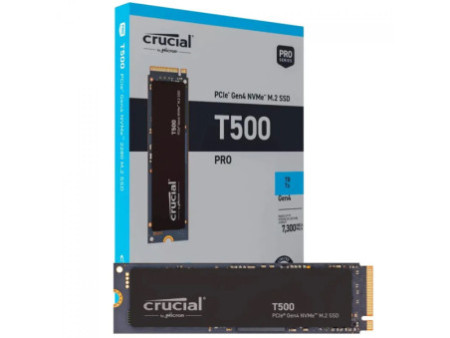 SSD Crucial T500, 1TB, M.2 2280, PCIe NVMe, Leitura 7300MBs Gravação 6800MBs, CT1000T500SSD8