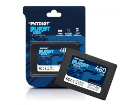 SSD Patriot Burst Elite, 480GB, Sata III, Leitura 450MB/s e Gravação 320MB/s, PBE480GS25SSDR