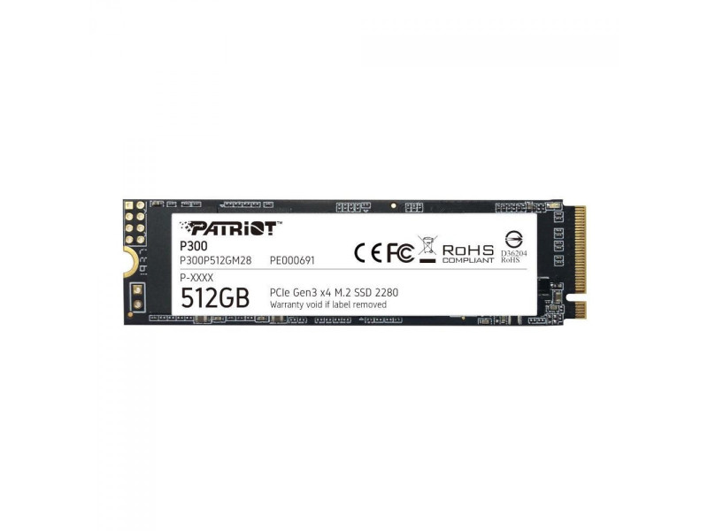 SSD Patriot P300, 512GB, M.2 2280, NVME PCIe, Leitura 1700MBs e Gravação 1100MBs, P300P512GM28