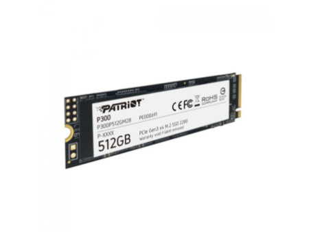 SSD Patriot P300, 512GB, M.2 2280, NVME PCIe, Leitura 1700MBs e Gravação 1100MBs, P300P512GM28