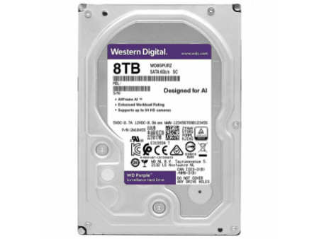 HD Western Digital Purple Surveillance, 8TB, Sata III, 5640RPM, 256MB, WD85PURZ
