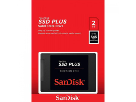 SSD SanDisk Plus, 2TB, Sata III, Leitura 545MB/s e Gravação 445MB/s, SDSSDA-2T00-G26
