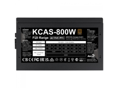 Fonte Aerocool KCAS 800W, 80 Plus Bronze, PFC Ativo
