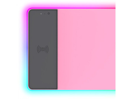 Mousepad Gamer Ryvel Pink RGB Charge, Grande, 800x300mm, Com Carregador Wireless,  RY-MP-CG-PK