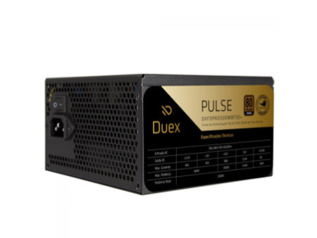 Fonte Duex Pulse Pro, 500W, 80 Plus Bronze, TecLab, PFC Ativo, Preto