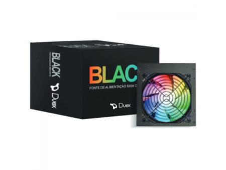 Fonte Duex DX 500FSE RGB Series, 500W, Bivolt, Black