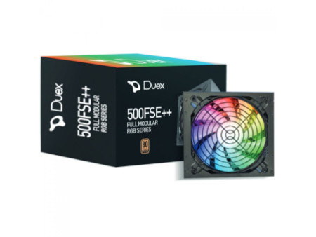 Fonte Duex DX 500FSE++ RGB Series, 500W, 80 Plus Bronze, Full Modular, PFC Ativo